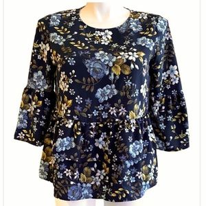 Time and Tru floral peplum top Sz.M